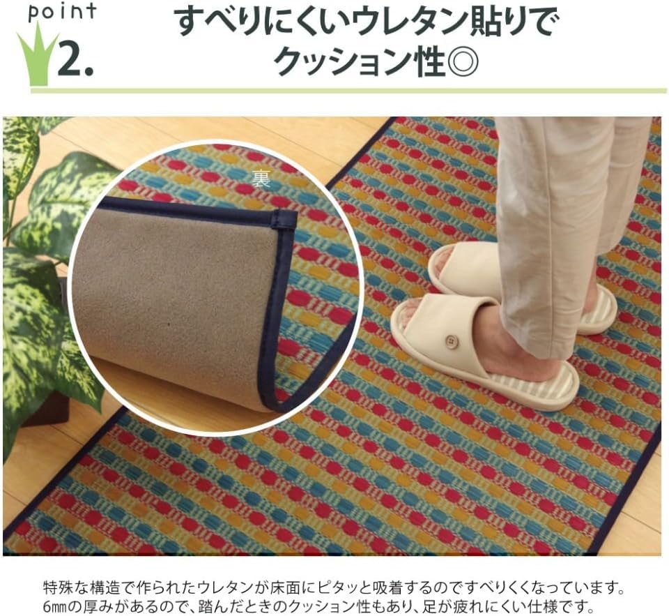 Amazon｜イケヒコ キッチンマット い草 い草マット 国産 ドット柄 F
